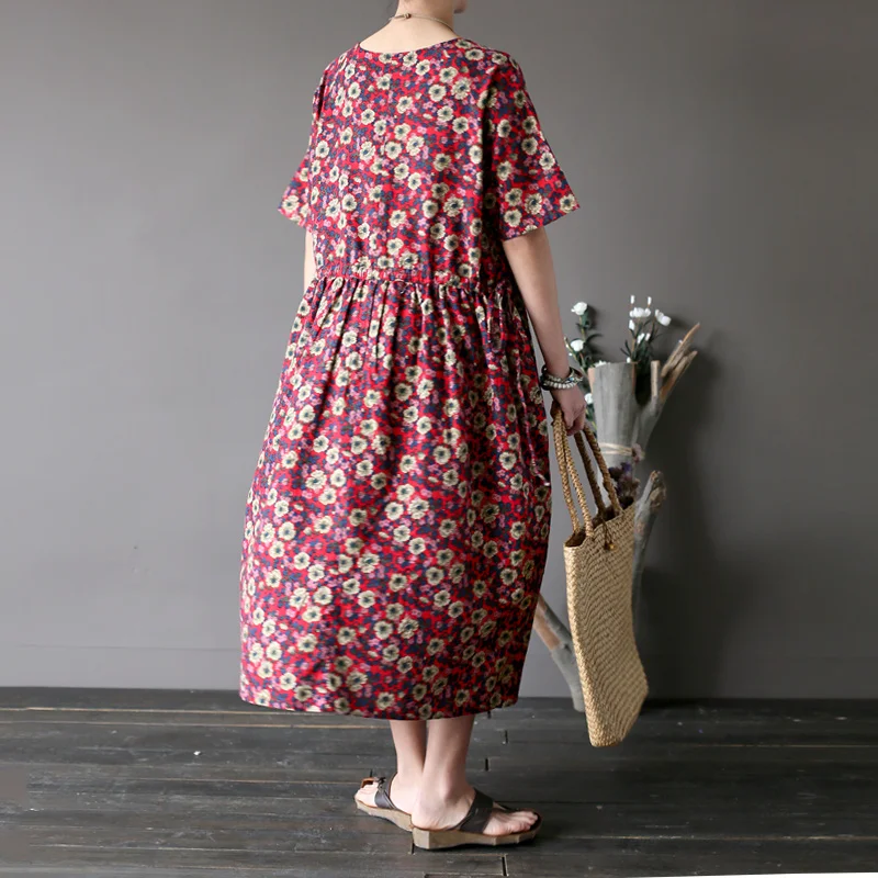 Женское новое летнее винтажное платье из хлопка и льна тонкое дышащее удобное с