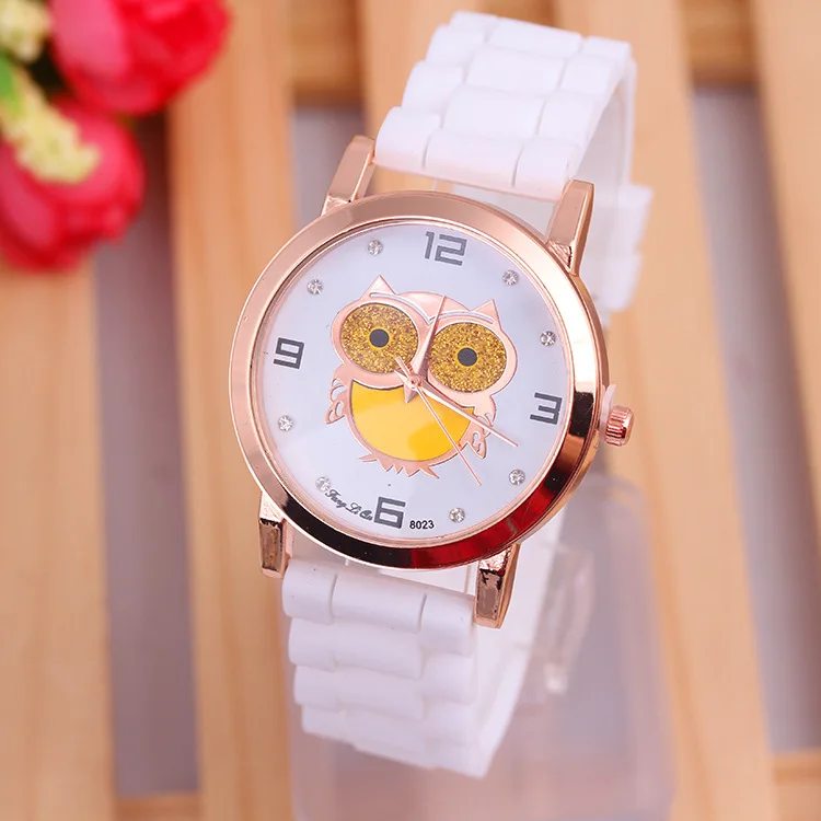 Новые женские силиконовые часы в стиле ретро с золотой совой модные наручные Reloj