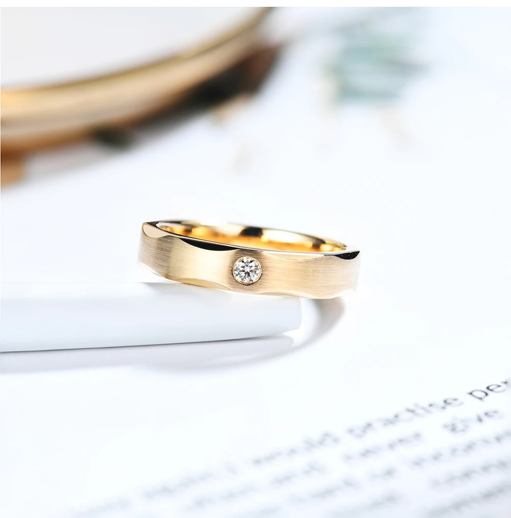 AULEEZE настоящее кольцо с натуральным бриллиантом 18k белое золотое кольцо для пары простое матовое мужское женское кольцо Свадебные украшения