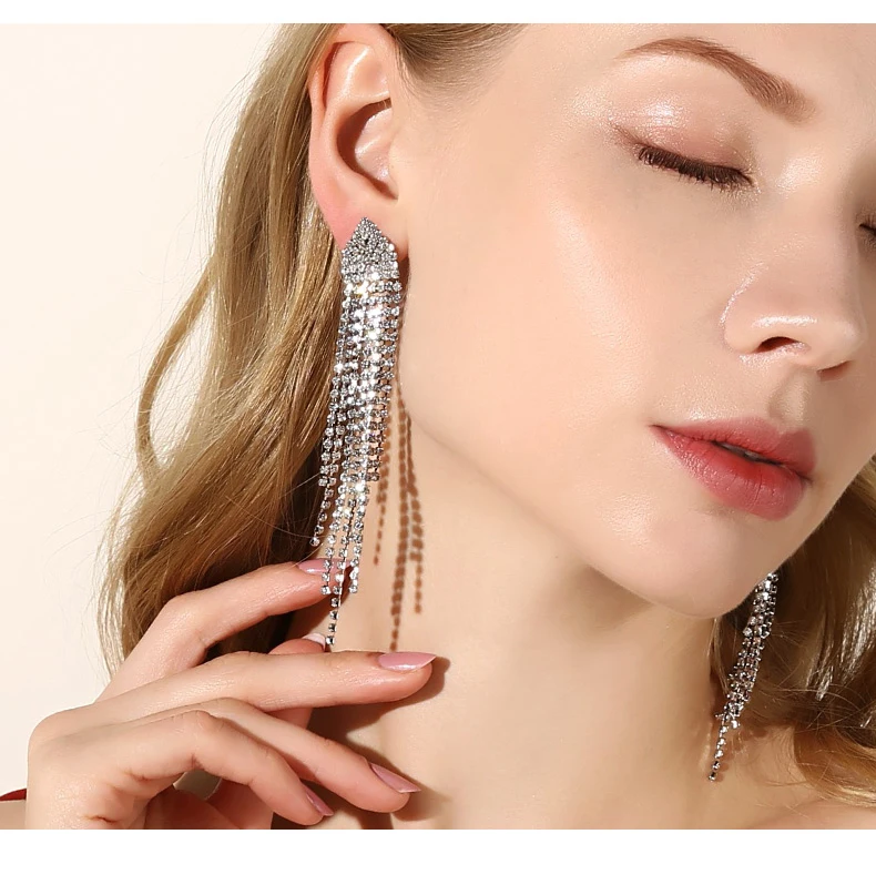 Muylinda Rhinestone кисточкой серьги Свадебные падение хрустальные серьги Свадебные украшения себе аксессуары для серег для Для женщин