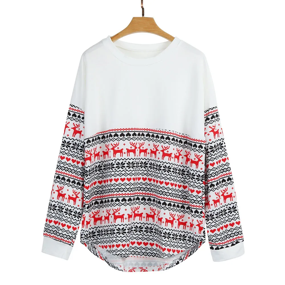 KLV женские Счастливого Рождества свободные топы с длинным рукавом футболки