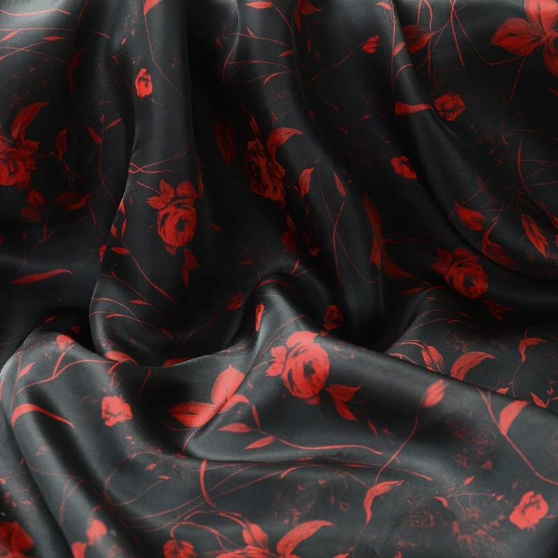 Роза цифровая печать шелковая органза атласная ткань 12 мм Гладкая и деликатная