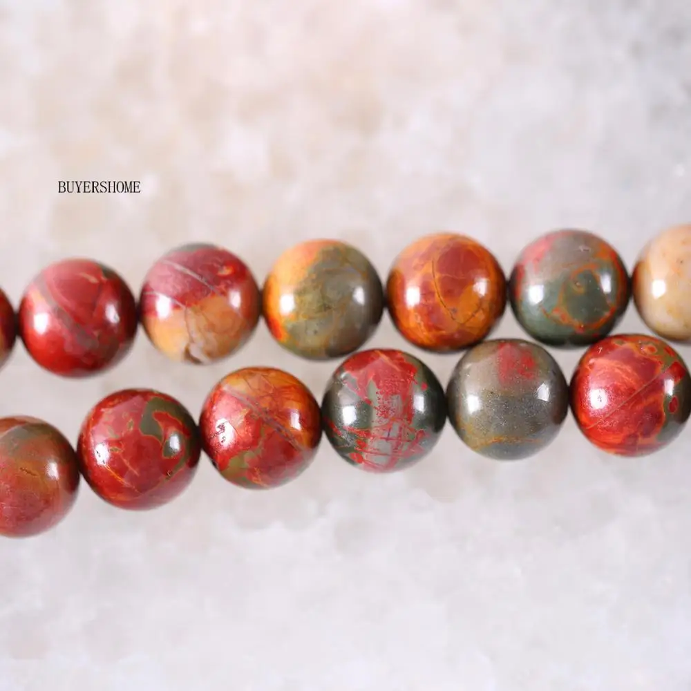 

Free Shipping Fit Jewelry Making Natural Stone 12MM Multi-Color Picasso Jaspe Round Loose Beads String 15.5" A001