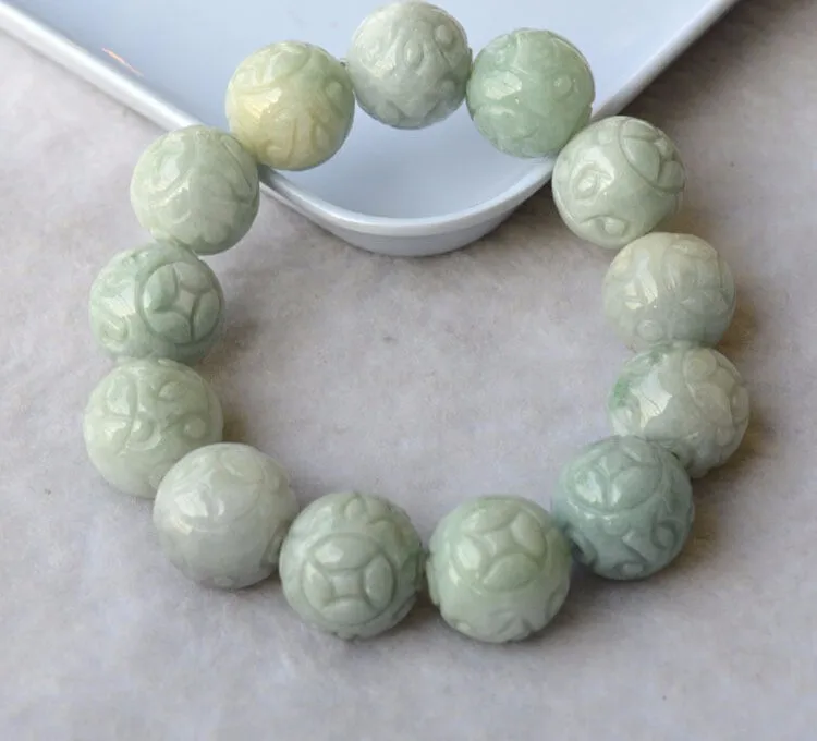 

17mm Chinese 100% A Grade Natural /Jadeite Men's Big Beads String Bracelet