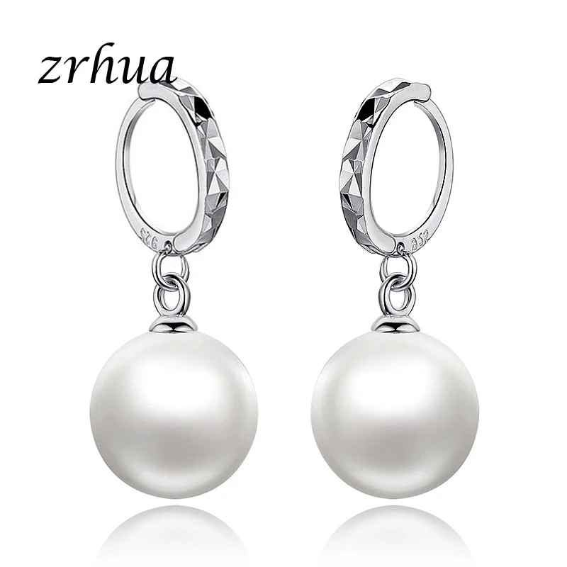 ZRHUA 925 стерлингового серебра серьги из жемчуга геометрический Brincos для женщин