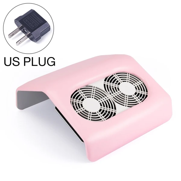 US Plug 65 Вт Мощный гвоздь пылесборник Маникюр машина пылесос с 2 вентиляторами УФ-гель для ногтей инструменты Розовый ногтей пыль всасывания - Цвет: US Plug