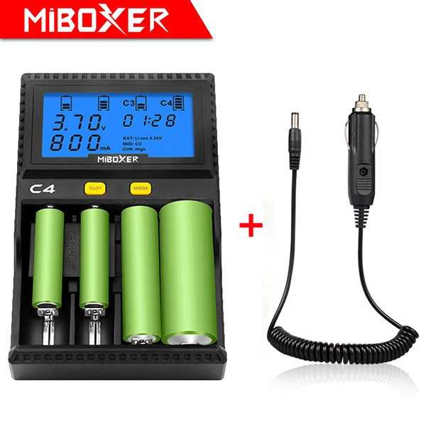 oriMiboxer C4 VC4 ЖК-зарядное устройство для литий-ионных/IMR/INR/ICR/LiFePO4 18650 14500 26650 AAA 4,2 3,7 1,2 1,5 в батареи - Цвет: C4 with charge
