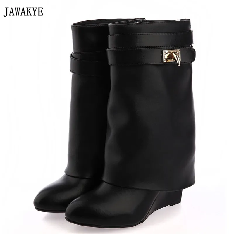 Женские ботинки на танкетке с замком Акула|women wedge boots|wedge bootsboots women |