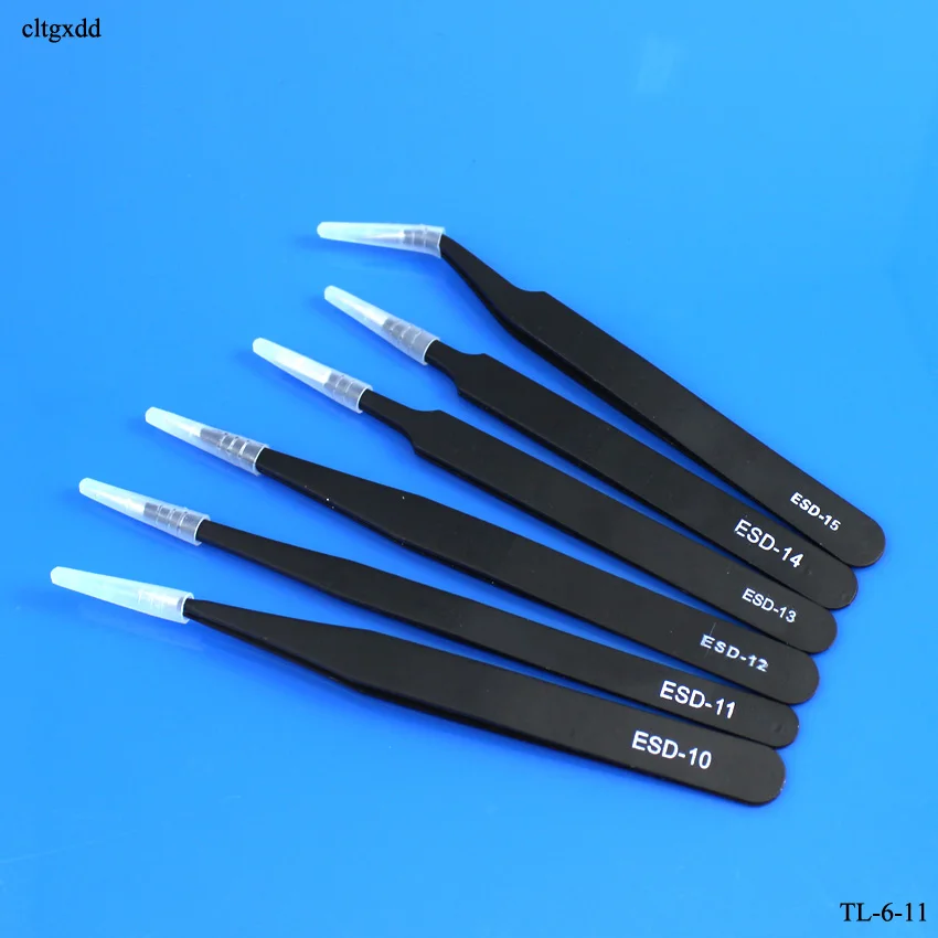 Cltgxdd ESD-14 ESD-15 антистатические изогнутые прямые наконечники щипцы точность пайки Пинцет Набор электронных ESD пинцет Инструмент