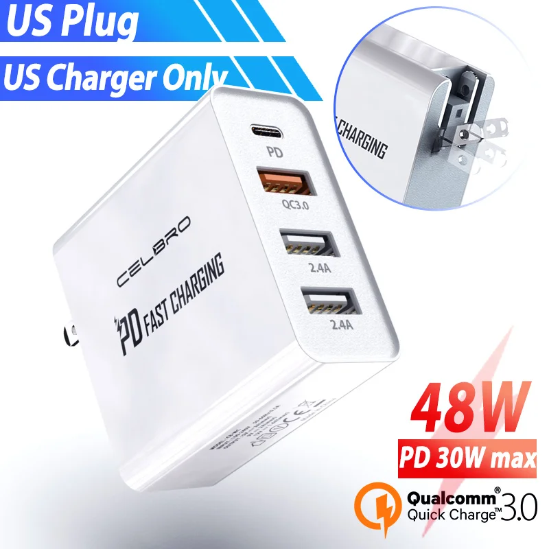 US Charger Несколько Usb PD зарядное устройство адаптер Быстрая зарядка настенное зарядное устройство портативное ЕС штекер Usbc для 8 Xiaomi Mi 9 Pro samsung Galaxy Note 10 Plus - Plug Type: US Charger