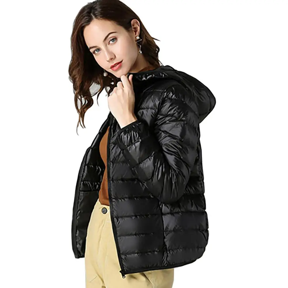 Зимние женские куртки пуховики короткие пальто 90% белый утиный пух Женская