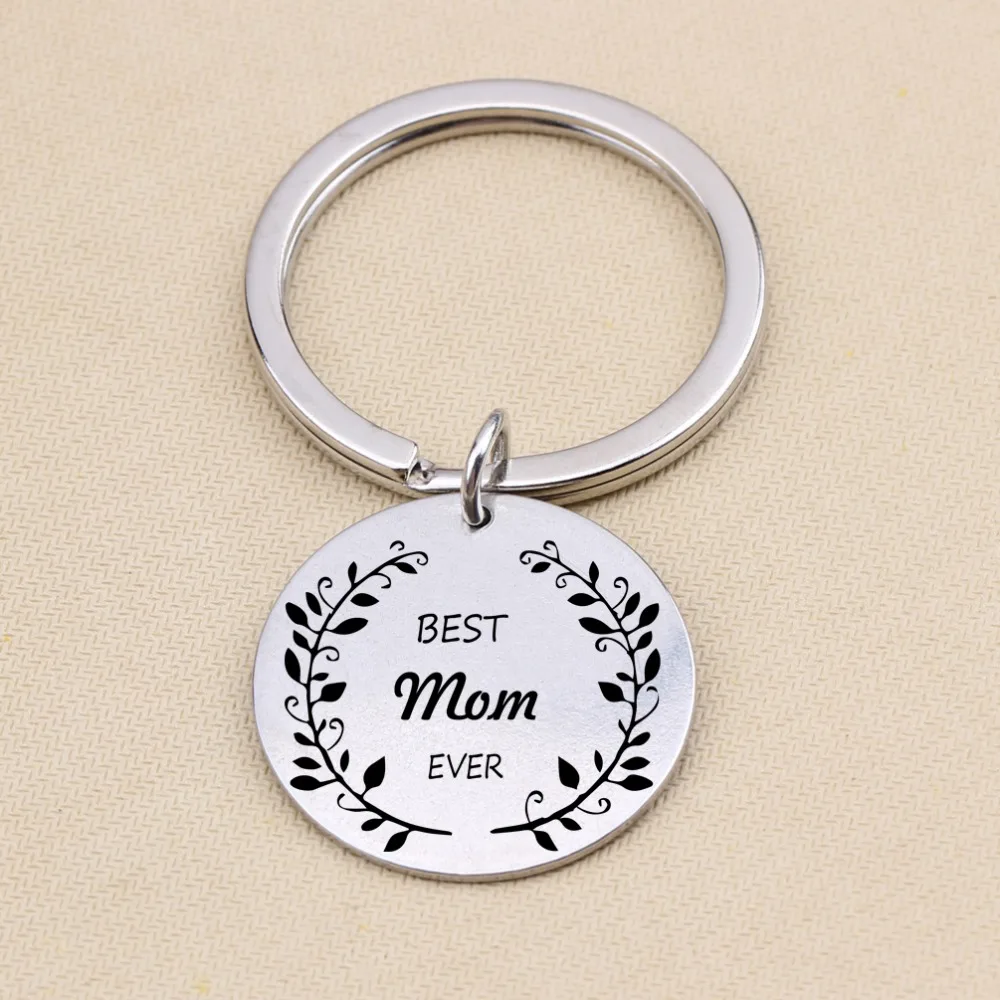 Новый брелок из нержавеющей стали с надписью Best Mom Ever цепочка для ключей листьями