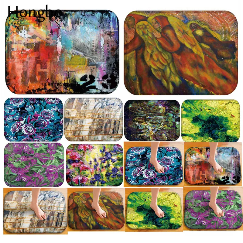 

Hongbo Fashion Home Anti-skid Doormat Painting Pattern Bedroom Floor Bath Mat Kitchen Bathroom Outdoor Rug Carpet Floor Decor