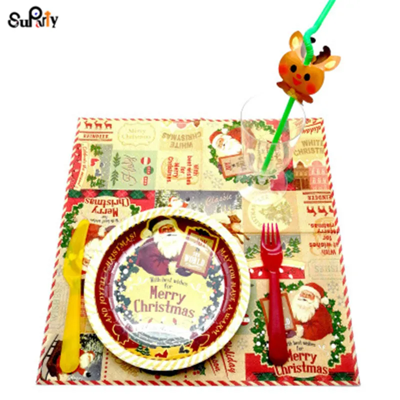 120pcs Santa Claus Straws Christmas Party Paper Festive for Kids Reindeer Tableware Father | Дом и сад