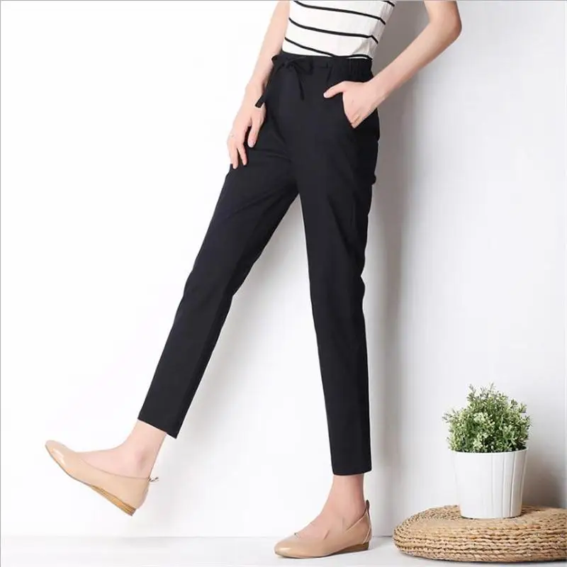 2016 Новый Осень Повседневная Регулярные Хлопок Карандаш Брюки Середина Полосатый