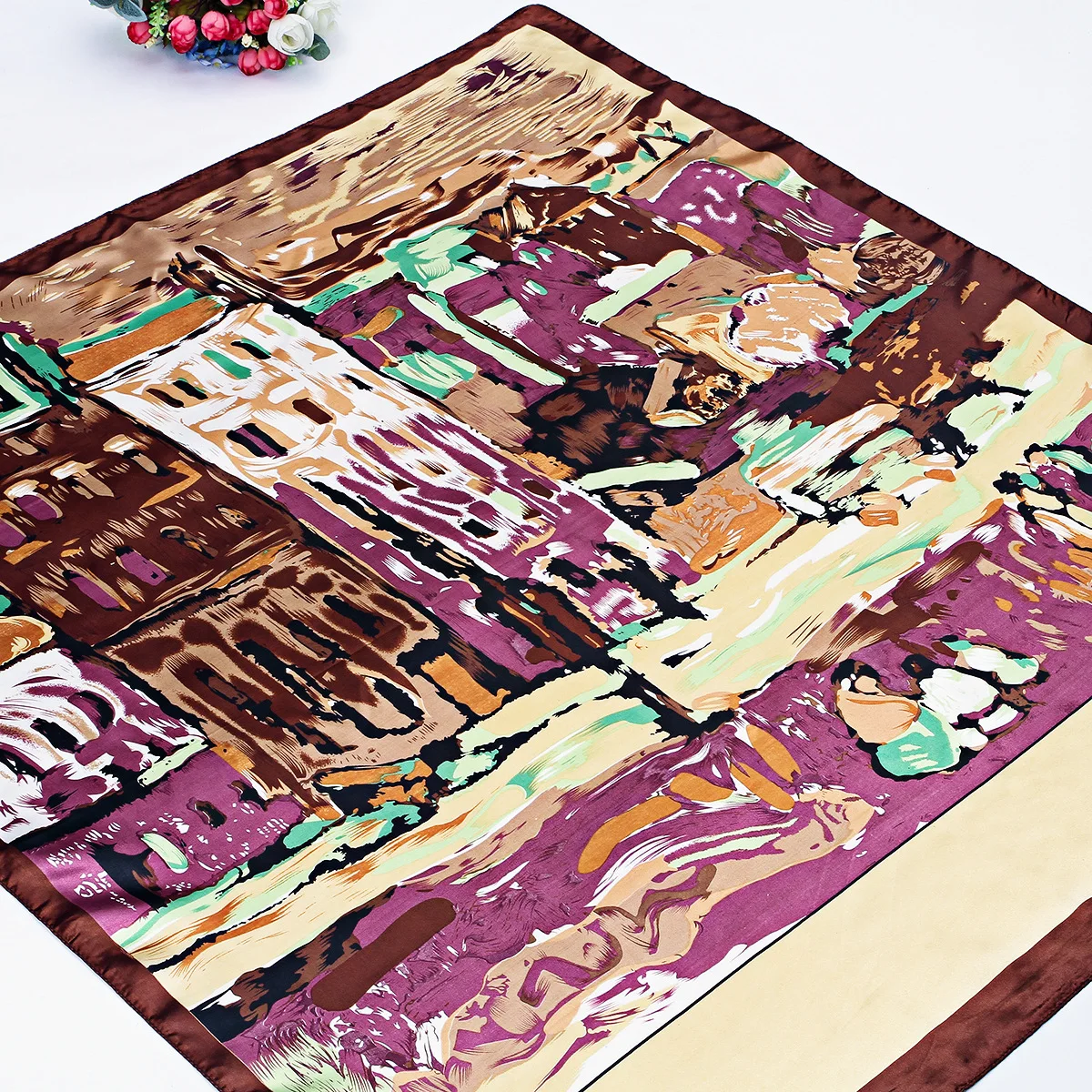 

DANKEYISI New spring summer square scarf Women silk scarves female wraps Oil Painting Hijab Sjaal Foulards Shawls Neck Kerchief