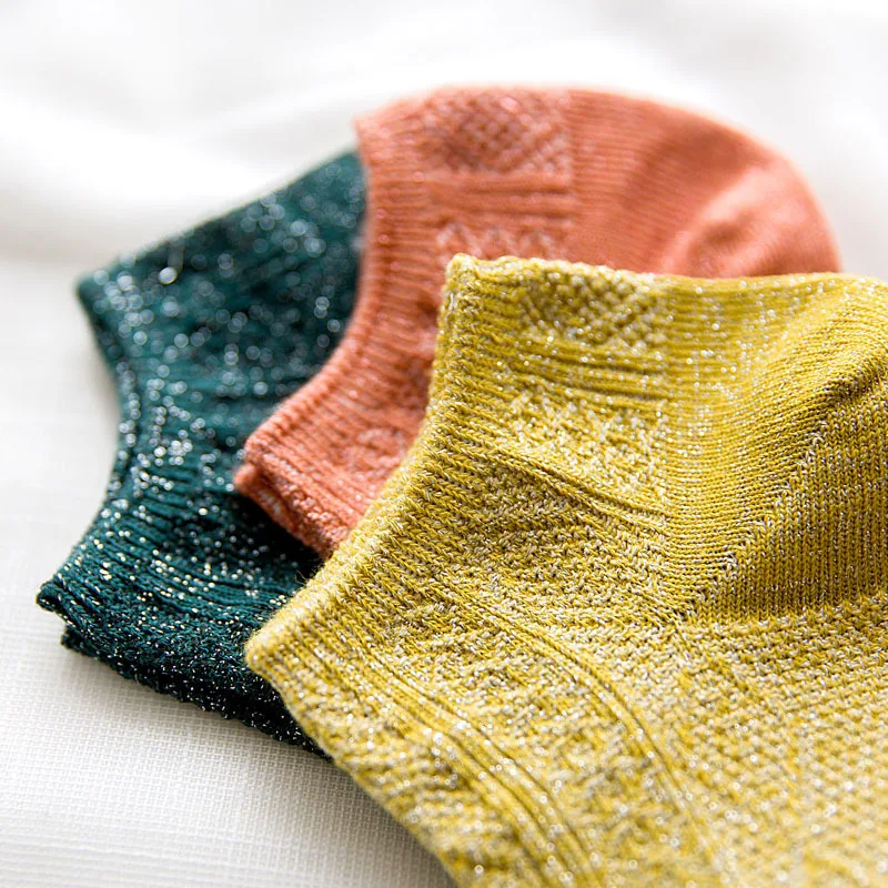 Высокое качество женские носки весна 5 пар короткие одноцветные шелковые Ретро