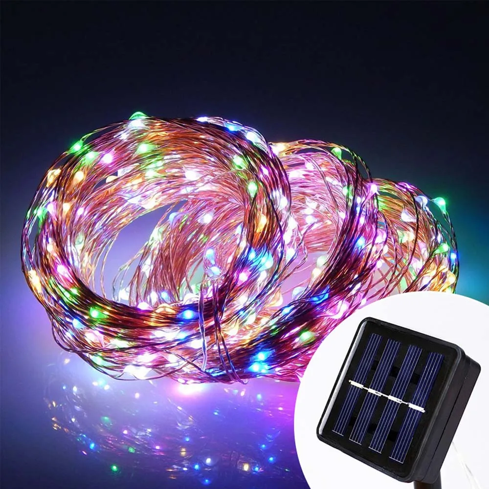 

Outdoor Solar Powered Copper Wire LED String Lights 10M 100LEDs Waterproof Fairy Light for Christmas Garden Holiday Decoration