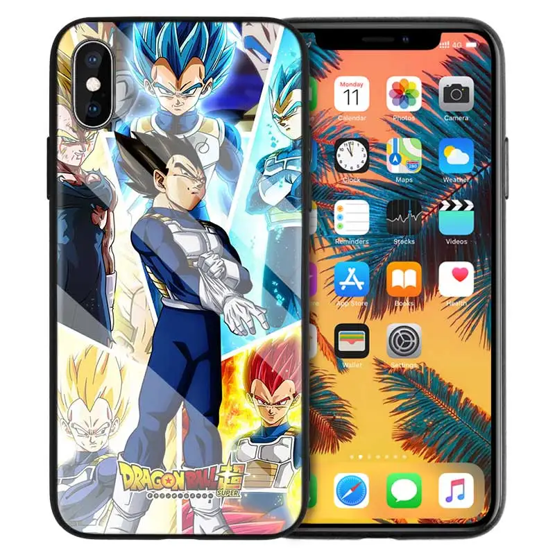 Чехол из закаленного стекла для iPhone 7, чехол для телефона iPhone 8, 6, 6 S, 11, 11 Pro, X, XR, XS MAX Plus, Dragon Ball, Vegeta, манга, мультяшный чехол - Цвет: 01