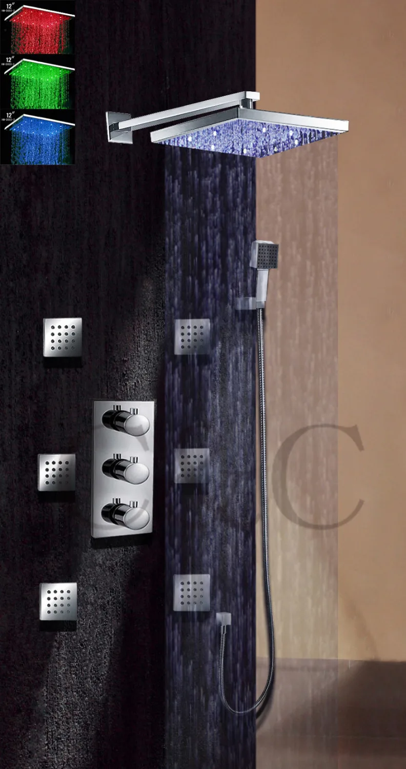 Дождевой смеситель для душа в ванную 12 дюймов Светодиодная насадка с дождевой