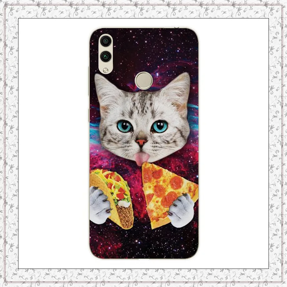 pizza cat Силиконовый чехол для huawei honor 8c 8x чехол милый чехол для телефона с принтом для huawei honor 8x 8c Fundas Coque бампер задняя крышка - Color: pizza cat