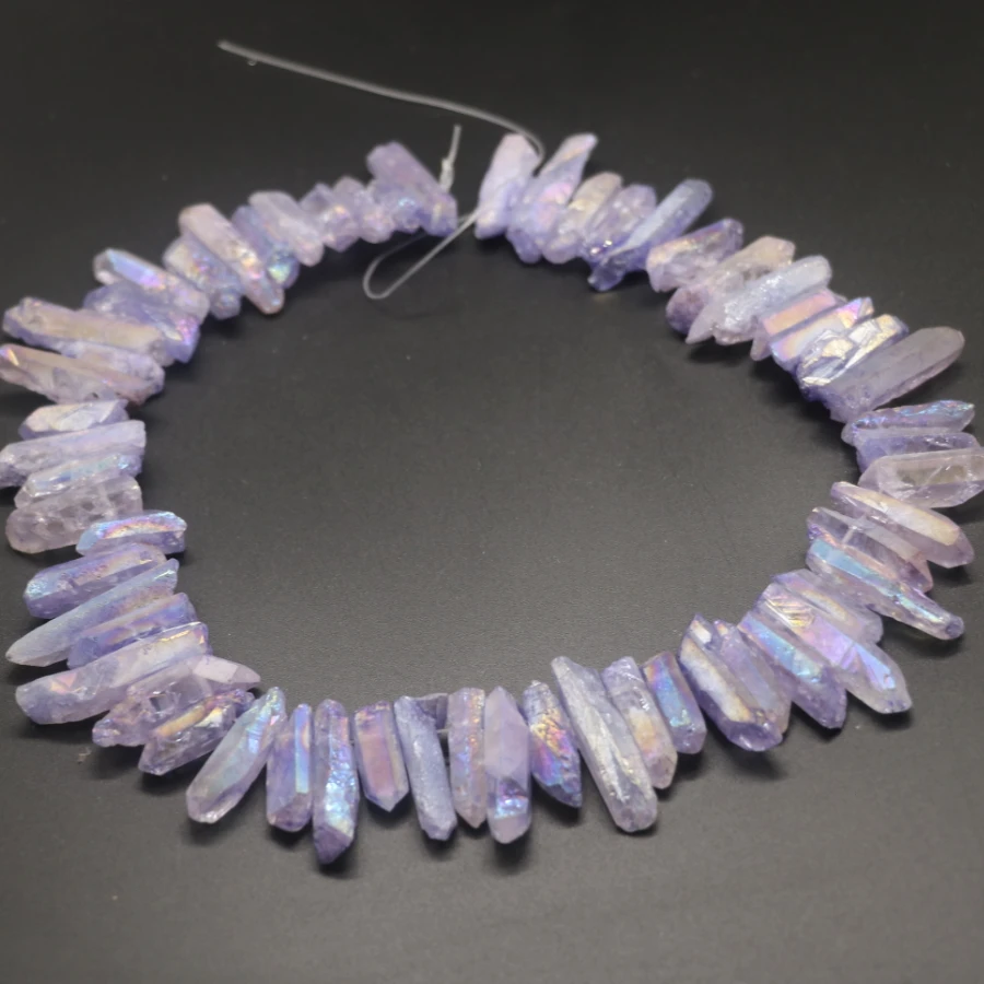 

Approx.42pcs purple AB crystal rock, Quartz Point Pendant Bullet Hexagonal Pendulum Column Reiki Healing Chakra NecklaceJewelry