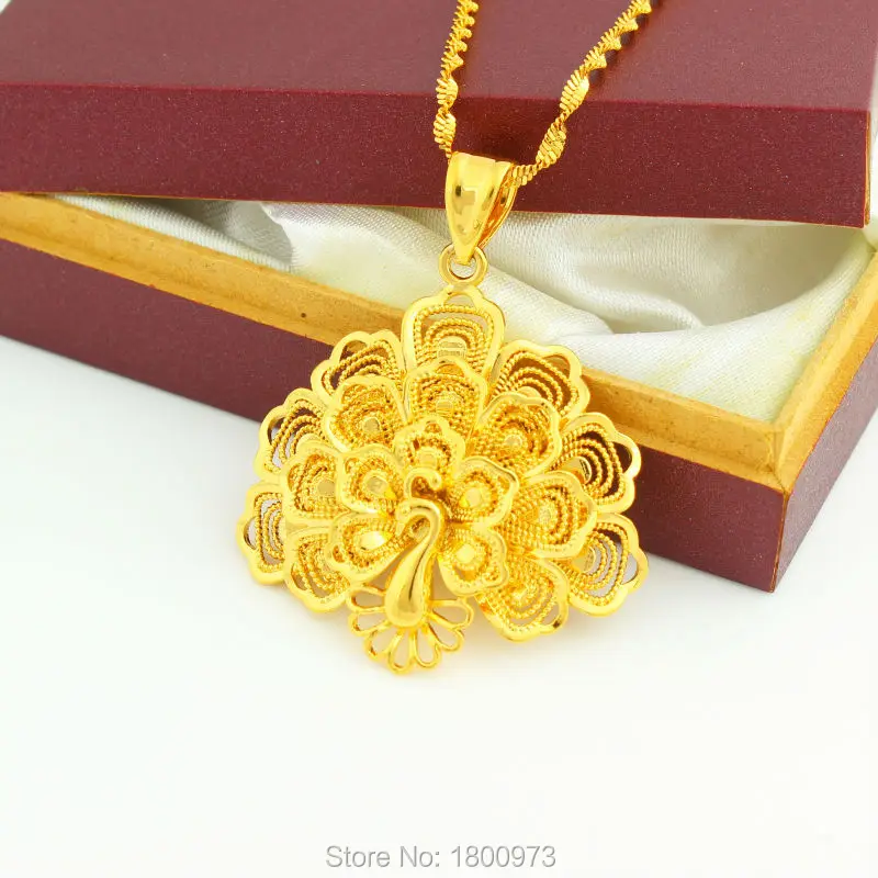 2017 золотые ожерелья в виде павлина и подвески ювелирные изделия золотого цвета