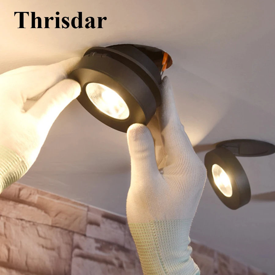 

Thrisdar 3W 5W 7W 10W Ultra-thin COB Recessed Led downlight COB LED Ceiling Spotlight Nordic Folding Panel LED Downlight