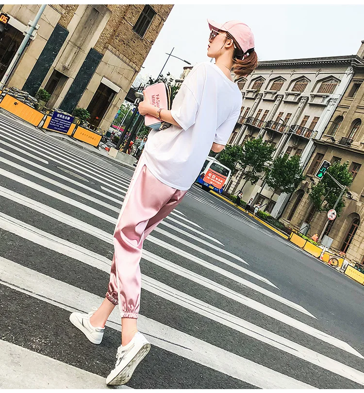 Arfreeker Harajuku Хип Хоп карго блестящие штаны для женщин уличный стиль Pantalon Femme Высокая талия Jogger Sweatpant розовый фиолетовый брюки