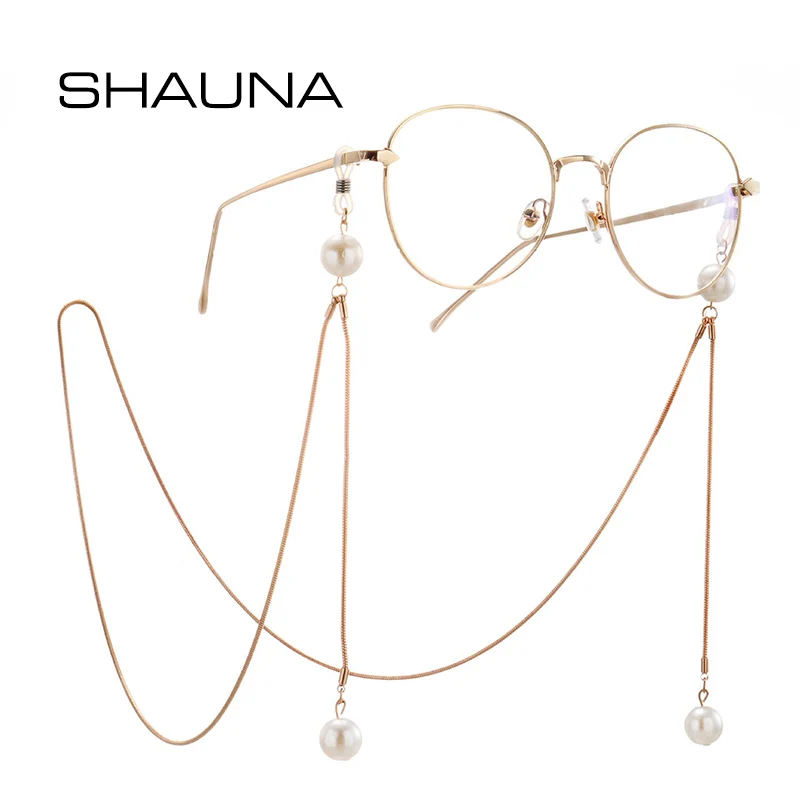 Цепочка из металла для очков SHAUNA, цепочка для очков с искусственным жемчугом