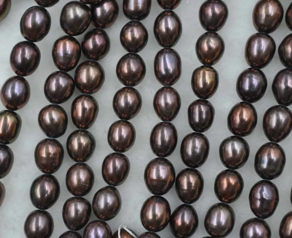 

AA Lots 5 strands 8mm rice dark freshwater loose pearl wholesale