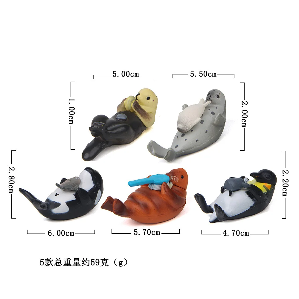 Мини Фигурки морских животных 5 шт. дельфин пингвин морская выдра ПВХ игрушки