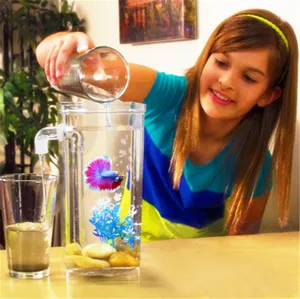 Тропические Бетта-рыбки, мини-аквариум из акрила, аквариум, маленький аквариум для рыб, Легкая смена воды