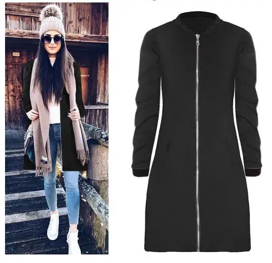 Женская Повседневная куртка на молнии элегантная однотонная приталенная с