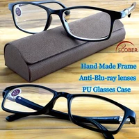 scober hand made frame exquisite hinge anti blu ray anti fatigue lenses reading glasses 1 1 5 2 2 5 3 3 5 4 with pu case