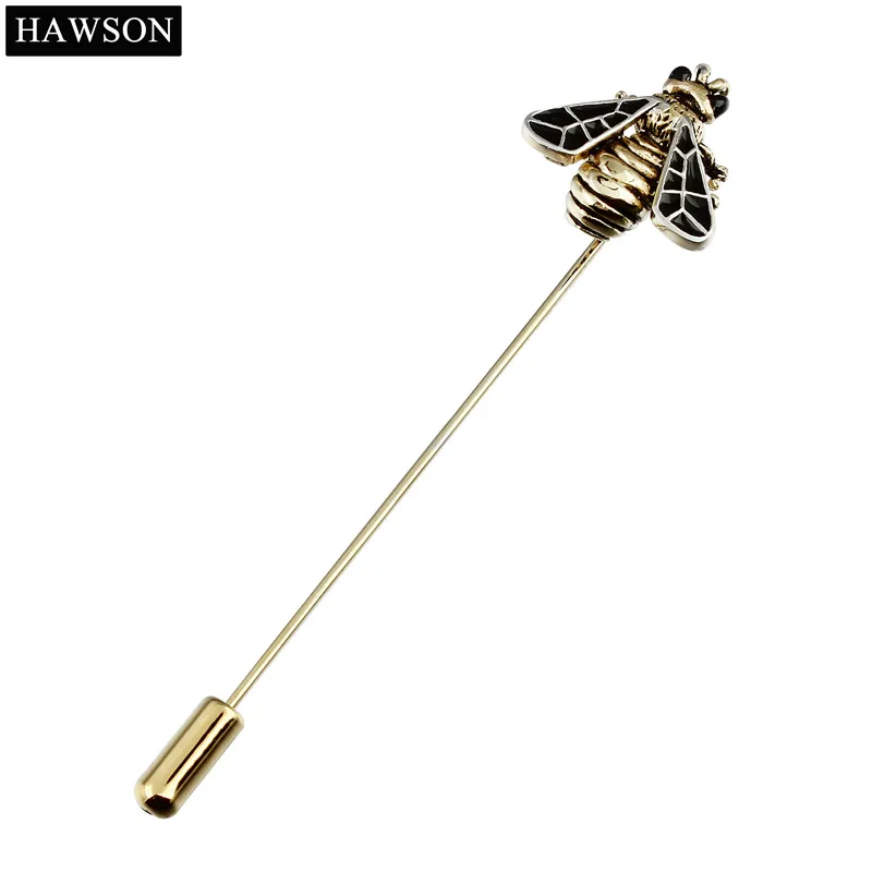 Мужская брошь золотистого цвета HAWSON в виде пчелы с лацканами|pin for shirt|design lapel pinlapel