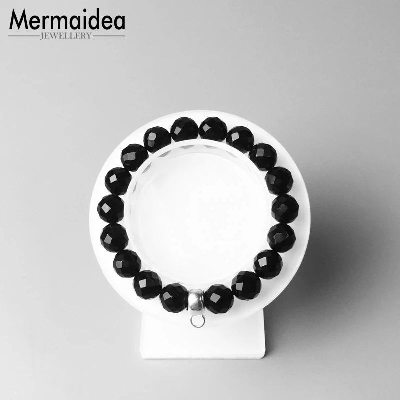 Подвеска на браслет с черными бусинами из оникса новинка 2020 Посеребренная