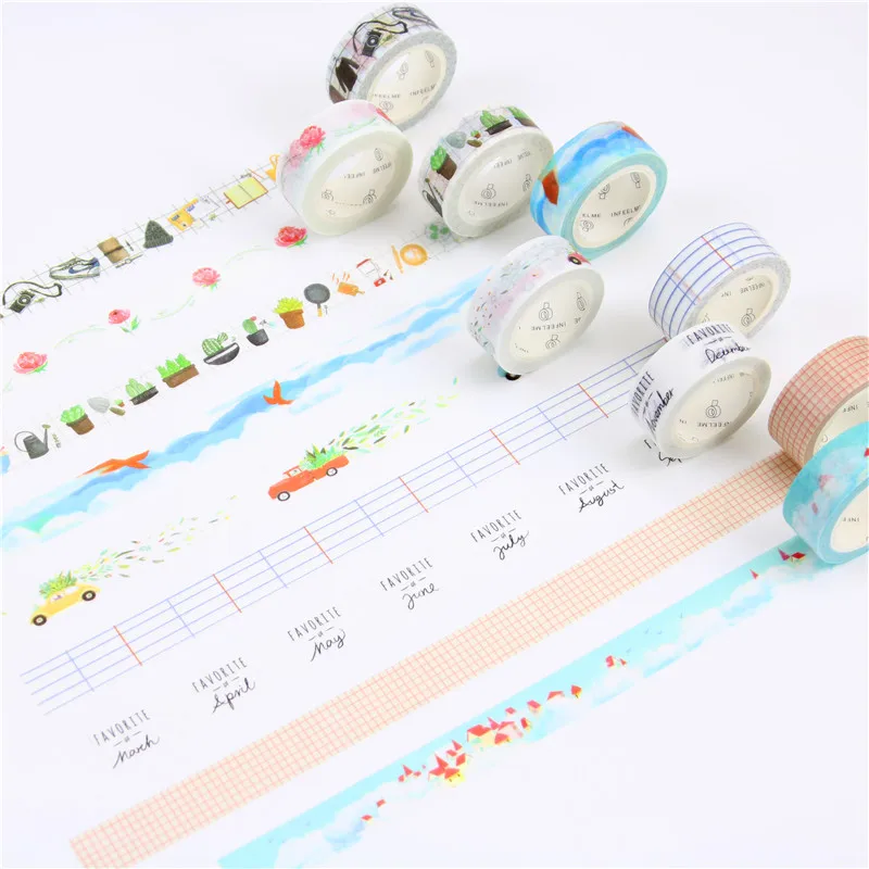 18 видов стилей путешествия/неделя/номер/Роза/Кактус клейкая лента кавайный