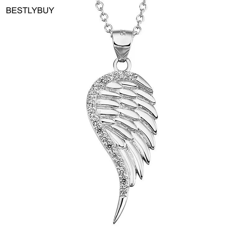 BESTLYBUY подлинное Крыло ангела из серебра 925 пробы ожерелье кулон подарок на день святого Валентина для женщин