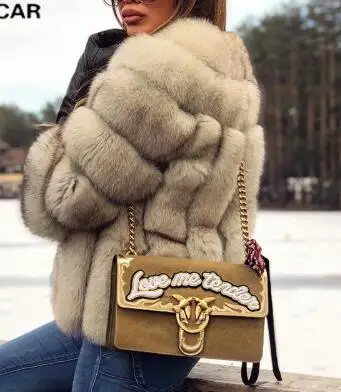 EIFURKOP FREE SHIPPING women winter real fox fur coat natural coats for woman Horizontal row stripes jacket | Женская одежда