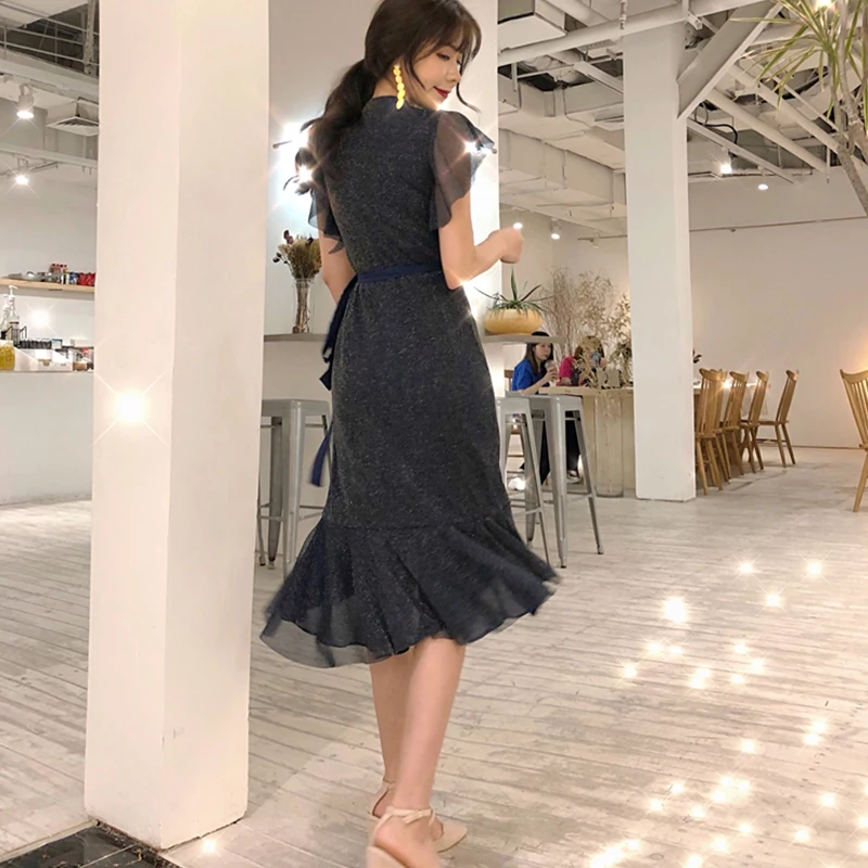 Женское платье Русалка RUGOD повседневное однотонное сексуальное до середины икры