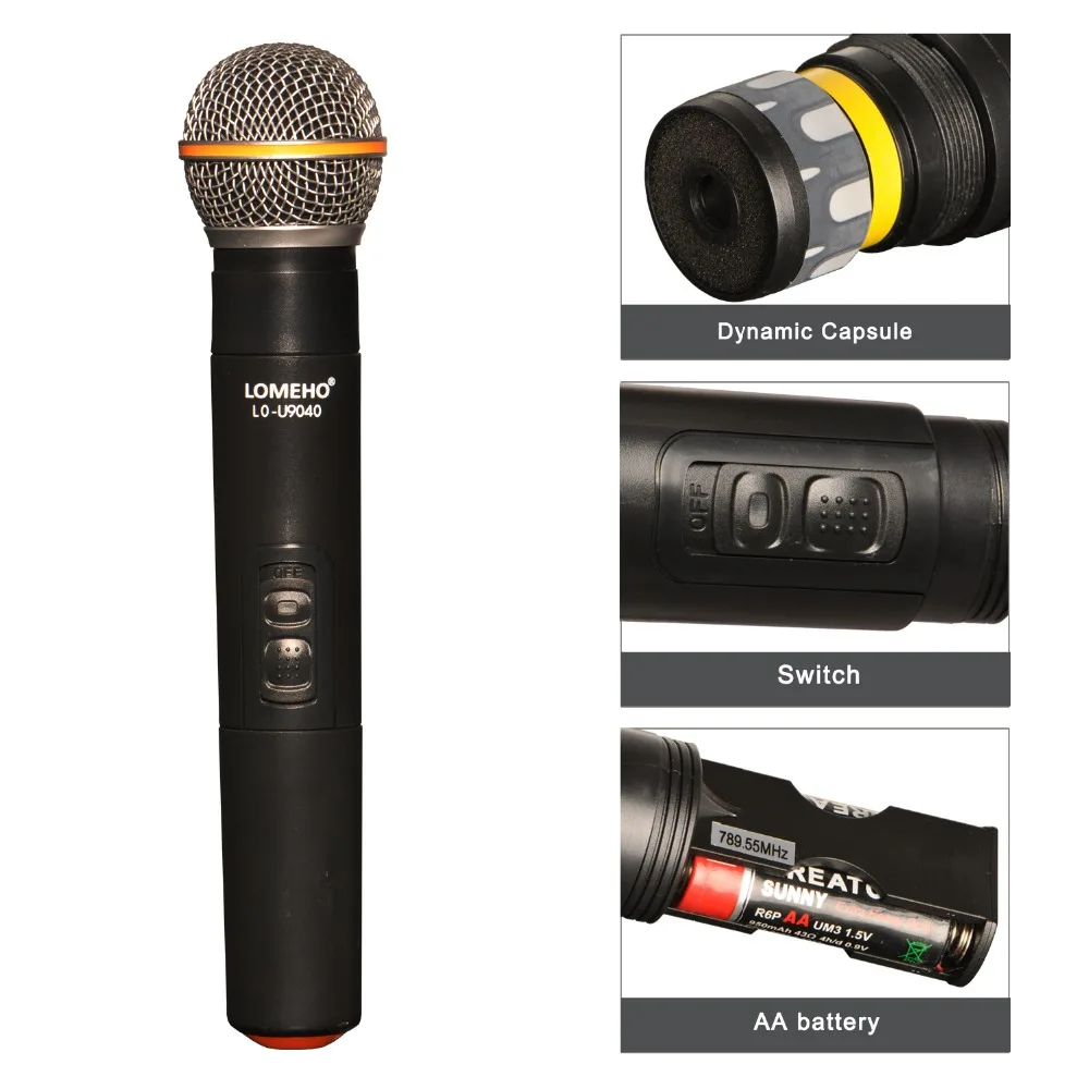LOMEHO LO U9040 4 канальный UHF ручной церковный караоке Dj Вечеринка встреча беспроводной