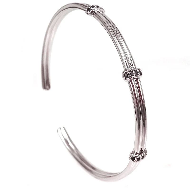 2019 Hot Fashion Classic Micro Pave Black Cz Open Bangles Bracelet Christmas Gift Cuff Bracelets for Men Women | Украшения и