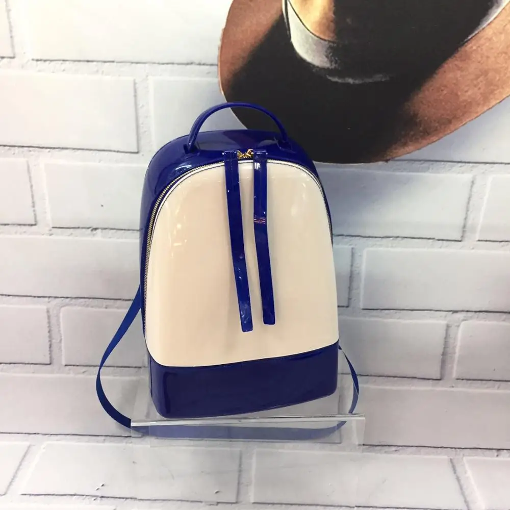 Blue White BENVICHED Модный женский милый силиконовый рюкзак, женские дорожные сумки для девушек, школьная сумка для конфет, Дамская Водонепроницаемая Желейная сумка L027 - Цвет: Blue White
