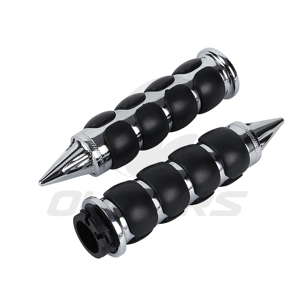 

OUMURS Motorcycle Handle Bar 1" 25mm Billet Rubber Flame Spike Hand Grips For Harley Honda Kawasaki Suzuki Yamaha Bikes Cruise