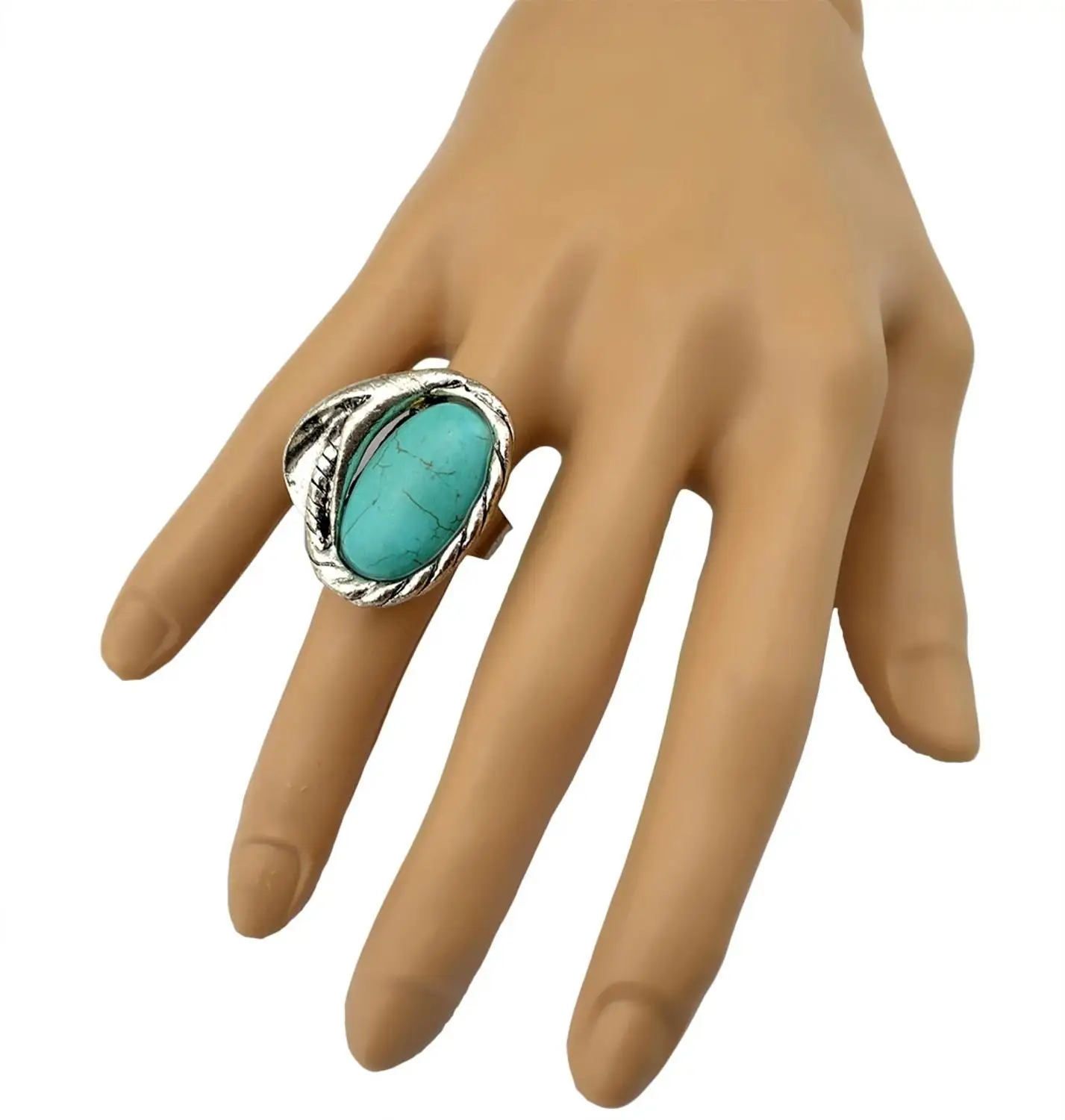 Fashion Bohemian Vintage color Metal Green Stone Midi Finger Knuckle Rings for Women Men Gifts Party Adjusteable Bijoux Jewelry | Украшения