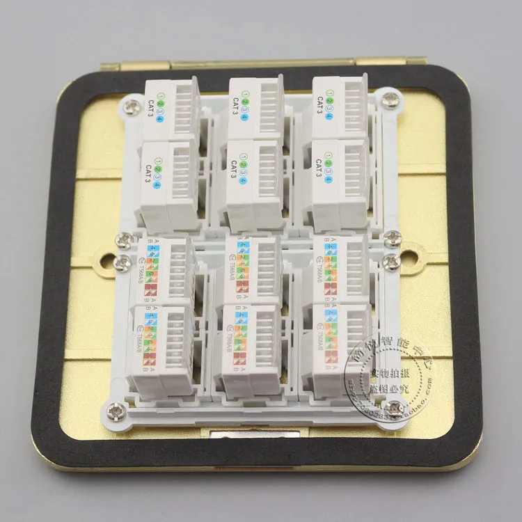 Portas Portas de Rede Rj45 Cat5e & Rj11 Cat3 Telefone Flip tipo de Piso Tomada de Tomada de Terra Cabos de computador e conectores