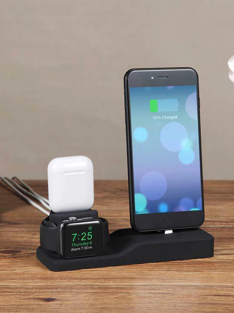 

For iphone watch headset three-in-one silicone charging stand base desktop charging stand