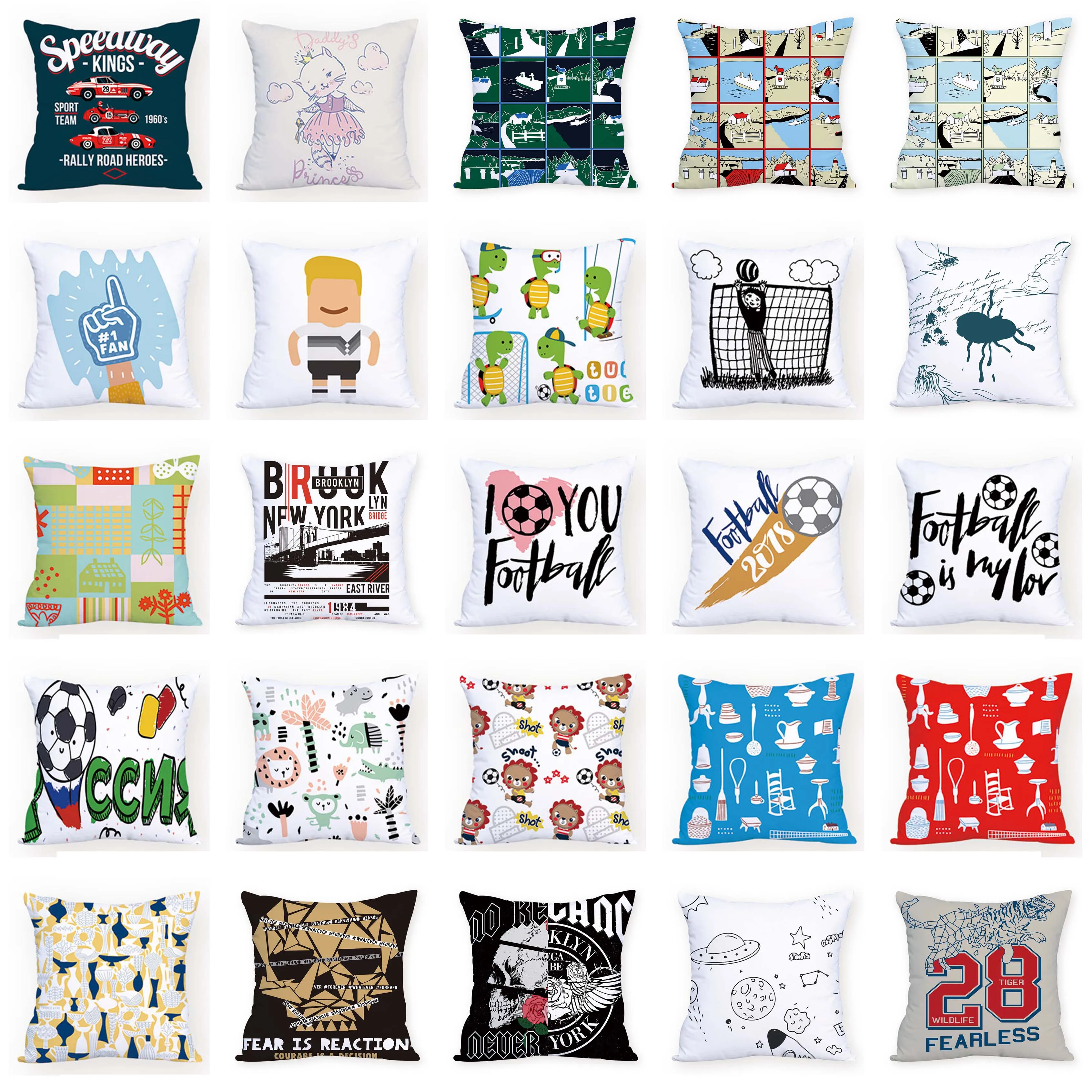 Cartoon Animal Football Cushion Cover Decorative Comfortable Pouf Pillows Geometirc Letter Living Room Relax | Дом и сад