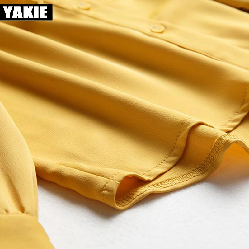 2017 Летние шифоновые блузки женская шифоновая блузка с длинным рукавом Офисная